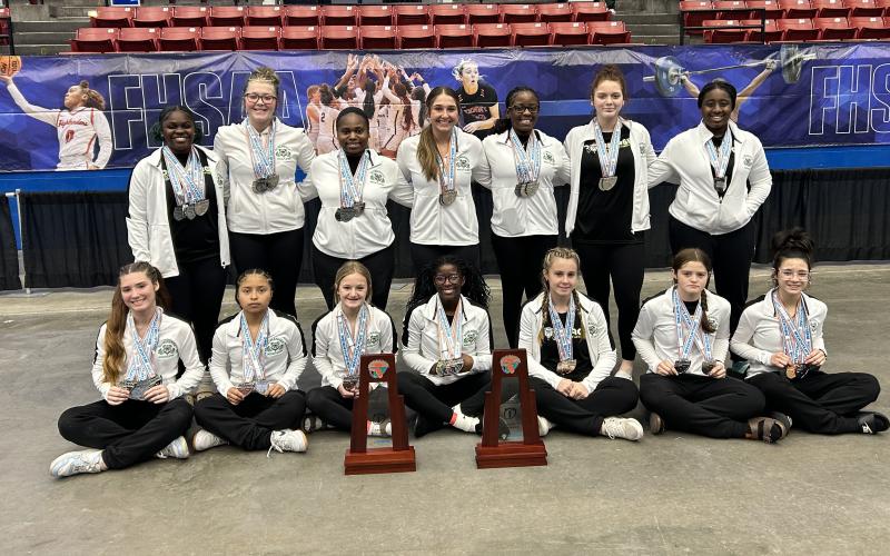 Suwannee’s girls weightlifting team finished runner-up in the traditional and Olympic events at the Class 1A state meet on Friday. (COURTESY)