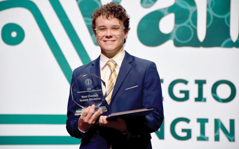 Lafayette High’s Harrison Jackson’s project on beef tallow biproducts was named the best overall project in the senior division last week at the Suwannee Valley Regional Science &amp; Engineering Fair at Florida Gateway College. (COURTESY FLORIDA GATEWAY COLLEGE)