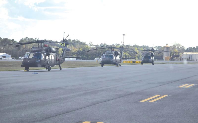 Blackhawk helicopters refueled at Lake City Gateway Airport on Friday morning as part of a new defense contract between the airport and U.S. military. (COURTESY)