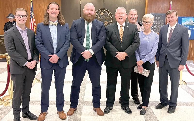 During his eight years in the Florida House of Representatives, Chuck Brannan (middle) was assisted by staff members Seth Grubb (from left), Quay Neach, Jason Carter, Dan Hartley, Alisa Bergmann and Staz Guntek. Neach, Carter and Bergmann are Brannan’s’ current aides. (COURTESY)