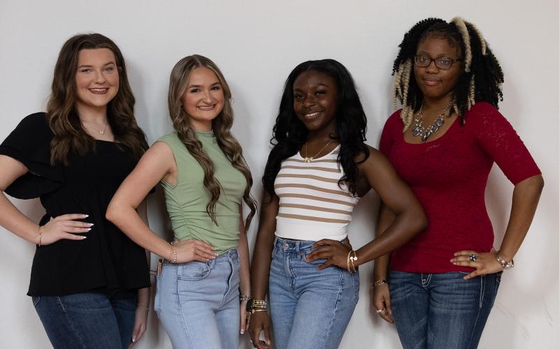 2026 Miss Columbia High School Pageant contestants are Corley Wilder (from left), Chloe Tedder, Brook’Lynn Johnson and Tikeria Bryant. (COURTESY)