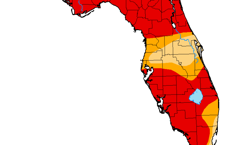 The entire Suwannee River Water Management District, and most of Florida, is experiencing extreme drought, according to the U.S. Drought Monitor’s most recent report. (COURTESY)