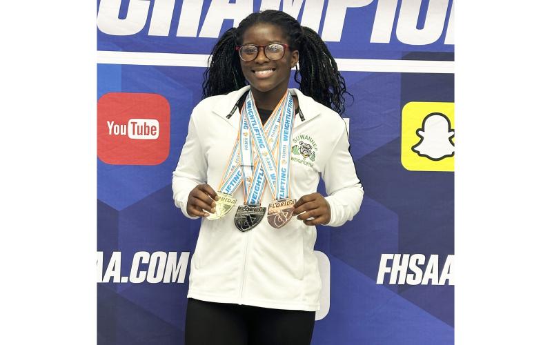 Suwannee state champion Brianna Stephens-Woods is the LCR’s Girls Weightlifter of the Year. (COURTESY)