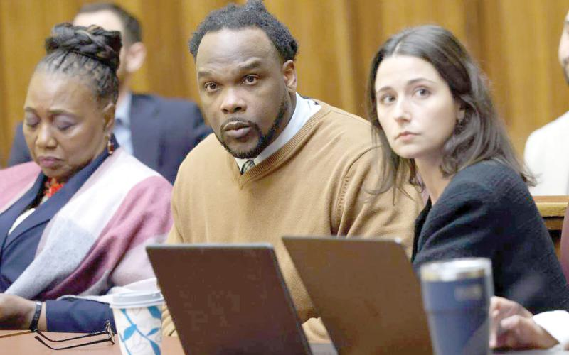 Rashaun Jones, the former Columbia High star accused of killing his University of Miami teammate Bryan Pata in 2006, sits in a courtroom at the Richard E. Gerstein Justice Building in Miami on Monday. A mistrial was declared as the jury was deadlocked. (CARL JUSTE/The Miami Herald/TNS)