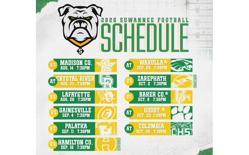 Suwannee's 2026 football schedule. (COURTESY)