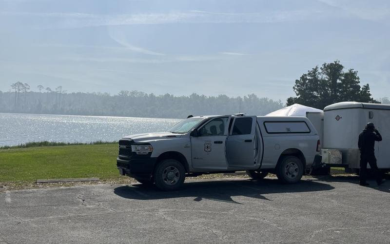 Helicopters will be making water drops on hot spots in the Osceola National Forest brush fire that started Sunday near the rifle range on the northeast side of Lake City. (COURTESY LAKE CITY FIRE DEPARTMENT)