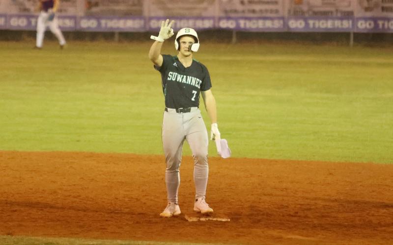 Suwannee's Easton O'Quinn hit a grand slam to help propel the Bulldogs to a 10-0 win over Wolfson in the district 3-3A semifinals on Wednesday. (PAUL BUCHANAN/Lake City Reporter)
