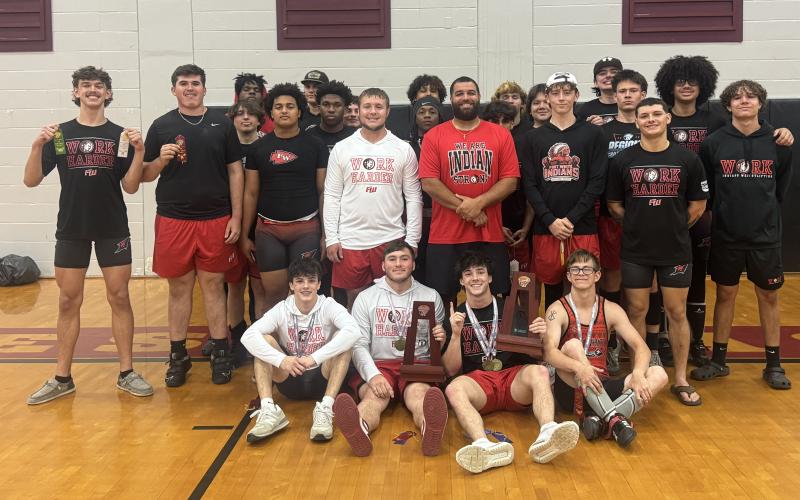 Fort White’s boys weightlifting team won the Region 3-1A title in Olympic and was runner-up in traditional on Thursday. (COURTESY)