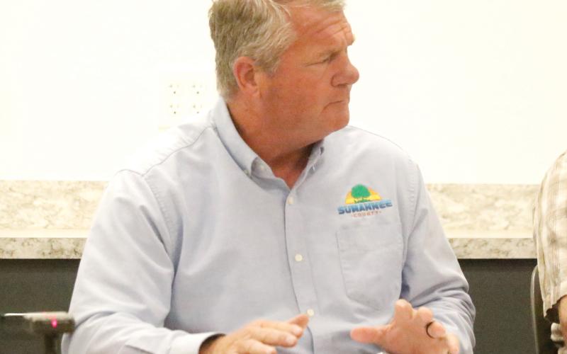 Franklin White, a Suwannee County commissioner who serves on the North Florida Water Utilities Authority board, said the two counties are either ‘either all in or we ain’t’ when it comes to supporting the Authority. (JAMIE WACHTER/Lake City Reporter)
