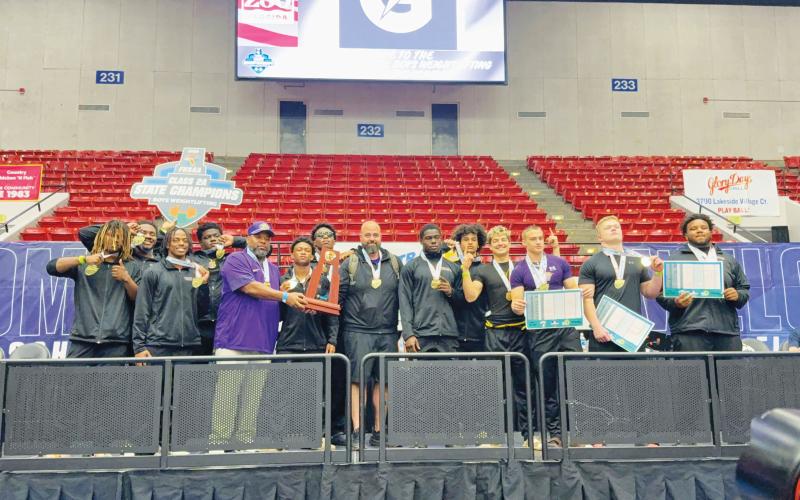 Columbia’s boys weightlifting team won the Class 2A state title in traditional on Wednesday, the program’s first team championship since 1999. (COURTESY)
