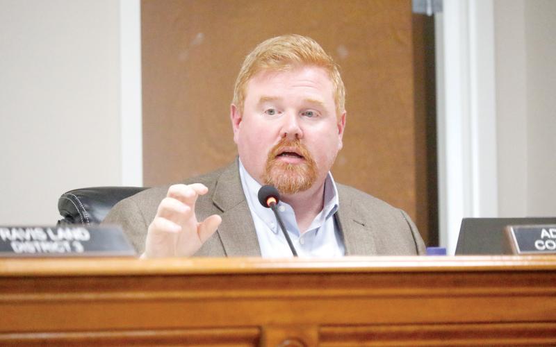 Suwannee County Attorney Adam Morrison told the County Commission that it had no discretion on the matter, it had to ratify the School Board’s desire to place the half-cent sales tax on the ballot for voters to decide. (JAMIE WACHTER/Lake City Reporter)