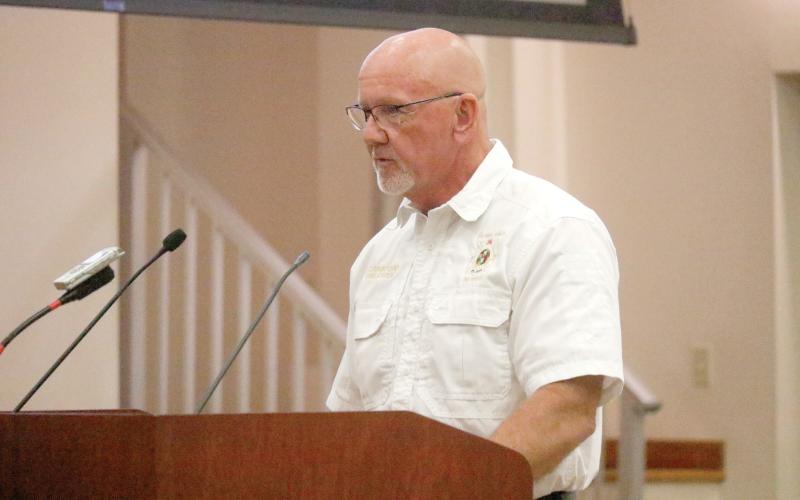 Columbia County Fire Chief Jeff Crawford asked the County Commission to lift the burn ban for at least the next two weeks due to recent rains and forecasts of more coming. (JAMIE WACHTER/Lake City Reporter)