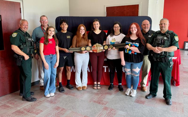 Fort White High won the Florida Department of Transportation’s Battle of the Belts competition between Columbia High and FWHS to encourage students to wear their seatbelts. (COURTESY)