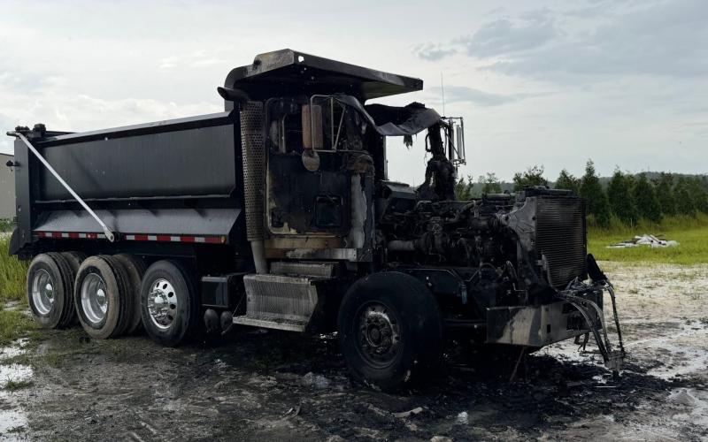 Crews from the Live Oak Fire Department and Suwannee County Fire Rescue extinguished a fire in a dump truck last Friday afternoon. (COURTESY LIVE OAK FIRE DEPARTMENT)