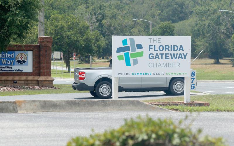 The Florida Gateway Chamber of Commerce’s new name adorns its sign alongside State Road 47 in Lake City. The Chamber announced the name change Thursday. (JAMIE WACHTER/Lake City Reporter)
