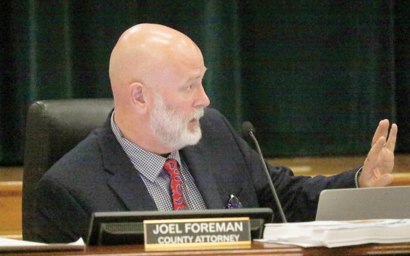 Columbia County Attorney Joel Foreman said he wanted to review the county’s policy on how it conducts the voting for Municipal Service Benefit Units to make sure disregarding ballots not returned is the correct move. (JAMIE WACHTER/Lake City Reporter)