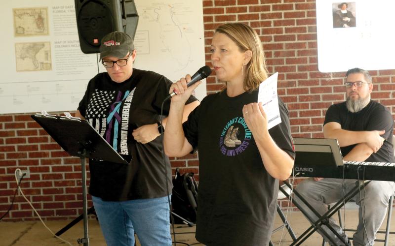 Natalie Moore, Living Hope executive director, speaks at the Hope in Every Tep Walk event Tuesday night. (TONY BRITT/Lake City Reporter)