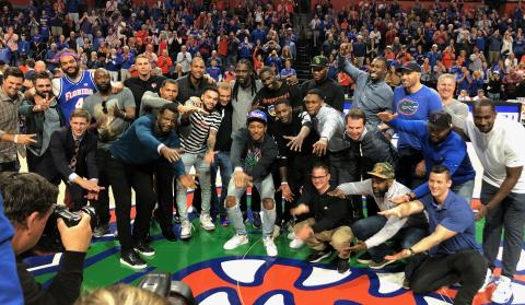 Billy Donovan's 28 former players recognized during the Florida-Vanderbilt game Saturday. (ZACH ABOLVERDI/Lake City Reporter)