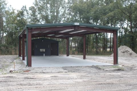 A pavilion was recently added to the site that will serve as the county’s first ADA-exclusive playground.                                 on Southwest Bishop Avenue, behind the Columbia City voting precinct building. (TONY BRITT/Lake City Reporter)