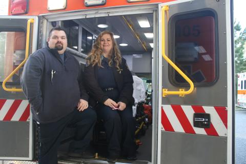 Robert “Andy” Wilson and Jane Hair Meiras, Century Ambulance Service employees, were recently recognized by the Florida Ambulance Association as inaugural 2020 Florida Star of Life award recipients. (TONY BRITT/Lake City Reporter)