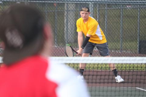 Columbia’s Camrin Wilcoxon gets set to return a serve in a match last season. (FILE)