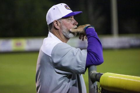 Columbia coach Brian Thomas looks on during the Tigers’ game against on March 3. (BRENT KUYKENDALL/Lake City Reporter)
