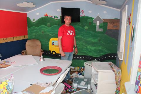 Cagney Tanner, pastor at Abundant Life, stands in the church’s Little Kids building Friday morning. (TONY BRITT/Lake City Reporter)