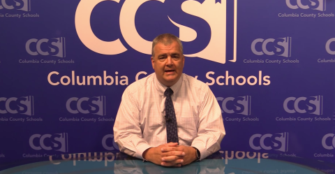Superintendent Lex Carswell addresses the district in a video Tuesday.