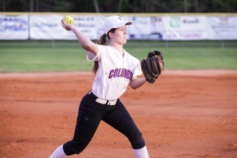 Columbia third baseman Morgan Hoyle throws to first base to record an out against Chiefland on March 10. (BRENT KUYKENDALL/Lake City Reporter)