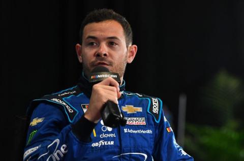 NASCAR Cup Series driver Kyle Larson (42) addresses the media during NASCAR Media Day at the Daytona 500 Club. (TRIBUNE NEWS SERVICE)