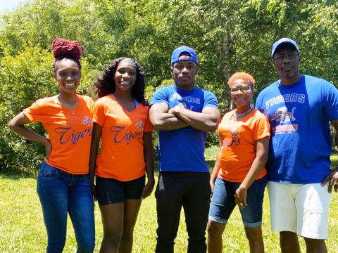 Columbia track & field athlete Tracy White (middle) is pictured with his family all decked out in Savannah State apparel. White recently signed his national letter of intent with the Tigers. (COURTESY)