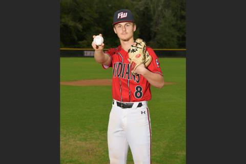 Fort White’s Mikah Gustavson had an ERA of 0.00, a 2-0 record and a save with 32 strikeouts in 15.1 innings when his senior season was cut short due to covid-19. The South Georgia State signee was also hitting a team-best .444 with five RBIs, two doubles and seven runs scored. (COURTESY)