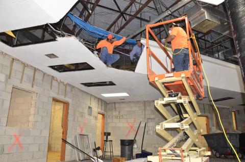 Laborers continue work on the roughly $500K CHS remodeling project, which will also include installation of new bathrooms as well as learning labs. (CARL MCKINNEY/Lake City Reporter)