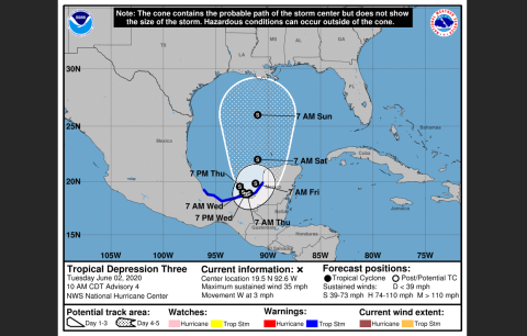 Tropical Storm Cristobal forecast.