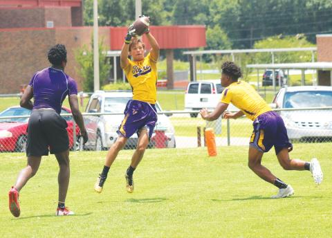 Columbia receiver Jace Hoskey catches a pass during conditioning last summer. (FILE)