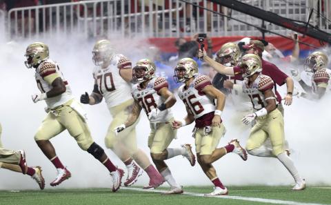 Will Florida State be able to run onto the field at Mercedes-Benz Stadium again, as the Seminoles did in 2017? (TAMPA BAY TIMES/TNS)