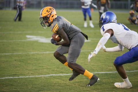 Columbia receiver Jaden Williams turns up the field after a catch against Trinity Christian last season. The Western Michigan commit will be counted on to lead the offense this season. (FILE)
