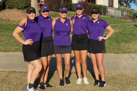 Columbia’s girls golf team is pictured at the Region 1-2A Tournament on Tuesday at Dubsdread Golf Course. (COURTESY)
