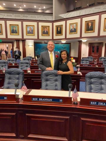 Chuck Brannan (R-Macclenney) is pictured with his wife Lorelei on Tuesday at the State Capitol after being sworn-in to his second term in House of Representatives from the 10th District. (FILE)