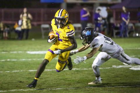 Columbia receiver Jaden Williams runs up the field after a catch against Ponte Vedra during last Friday’s Region 1-6A playoff game. (BRENT KUYKENDALL/Lake City Reporter)