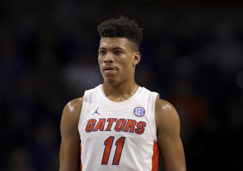 Florida forward Keyontae Johnson (11) looks on during a game against Marshall on Nov. 29, 2019, in Gainesville. Johnson, the Southeastern Conference's preseason player of the year, collapsed coming out of a timeout against rival Florida State and needed emergency medical attention in Saturday. He was taken off the floor on a stretcher and rushed to Tallahassee Memorial for evaluation. The Gators had no immediate update on his condition. (AP FILE PHOTO)