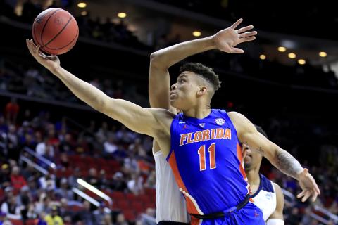 Florida forward Keyontae Johnson, seen here in a 2019 game, was hospitalized in critical but stable condition after collapsing on court during Saturday’s game against Florida State. (ANDY LYONS/Getty Images/TNS)
