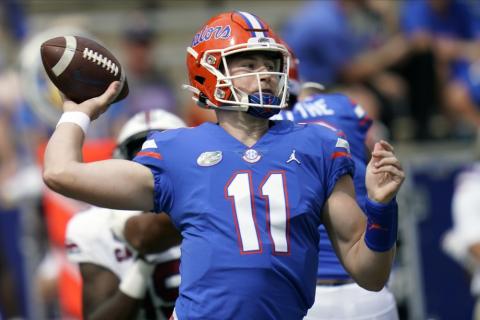 Florida quarterback Kyle Trask (11) throws a pass against South Carolina on Oct. 3 in Gainesville. (AP FILE PHOTO)