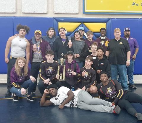 Columbia’s wrestling team place second at the Fernandina Beach Duals on Saturday. (COURTESY)