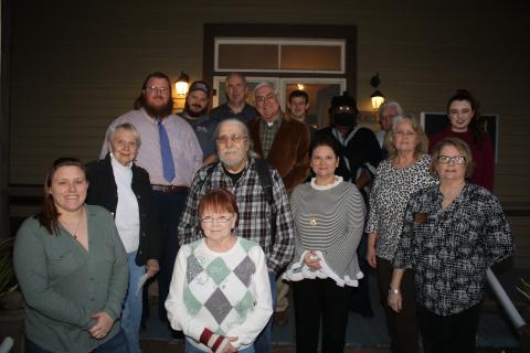Lake City-Columbia County Historical Museum volunteers recognized for their services included: Michelle Fuller (from row, from left), Pam Parks and Kim Estergren; (second row, from left) Faye Bowling-Warren, Harry Joiner, Iris Colson, Susan Adel; (back row, from left) Christopher Esing, Joshua Fuller, Sean McMahon, Mayor Stephen Witt, Dallin Lear, Leila Williams, Billy Wheeler and Miracle Graham. (TONY BRITT/Lake City Reporter)