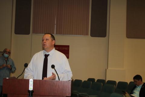 Chris Greene, the chairman of Lake City’s utility advisory committee, discussed a joint committee with county representation at the county meeting Thursday. (TONY BRITT/Lake City Reporter)