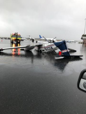 An airport was flipped over at the Tallahassee International Airport on Wednesday after a tornado touched down nearby. (CITY OF TALLAHASSEE)