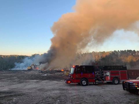 A fire at a Suwannee County landfill caused a lot of smoke and visibility issues on Interstate 10. (COURTESY SUWANNEE FIRE RESCUE)