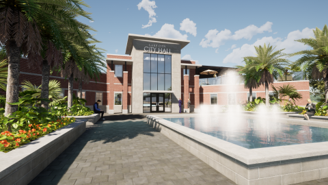 A conceptual drawing of a new Lake City Hall from Passero Associates, which will be presenting four options for the construction of a new city hall to city officials at Tuesday’s City Council meeting. (COURTESY)