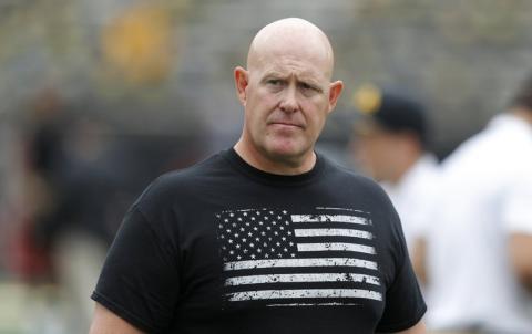 Iowa strength and conditioning coach Chris Doyle walks on the field before a game between Iowa and Northern Illinois on Sept. 1, 2018, in Iowa City, Iowa. (AP FILE PHOTO)